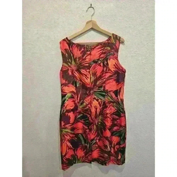 Tahari NWT sz 14 black melon fern tahari print - Picture 2 of 4